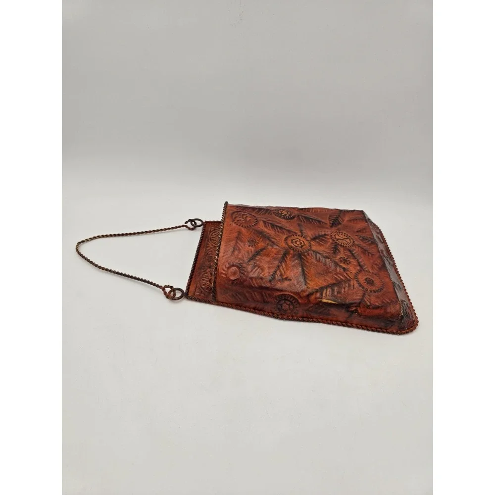 Metal Hanging Wall Pocket Orange Floral‎ Repousse Embossed